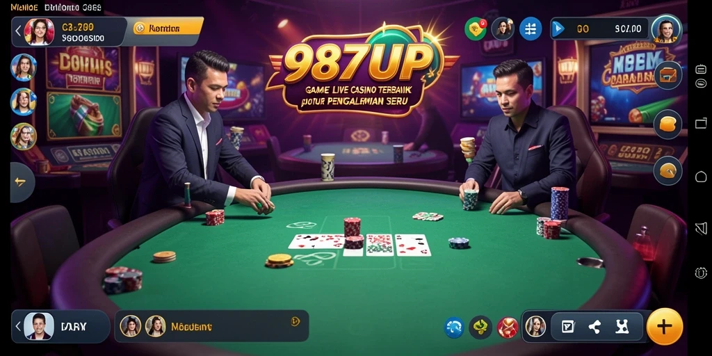 Screenshot gameplay 987UP dengan dealer langsung dan permainan seru.