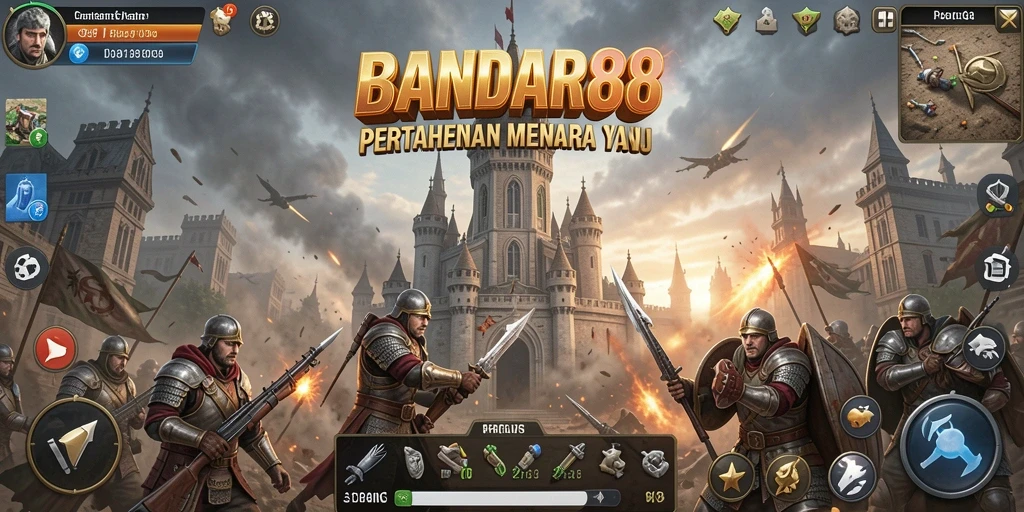 Tangkapan layar utama BANDAR88 yang menunjukkan serunya pertahanan menara.