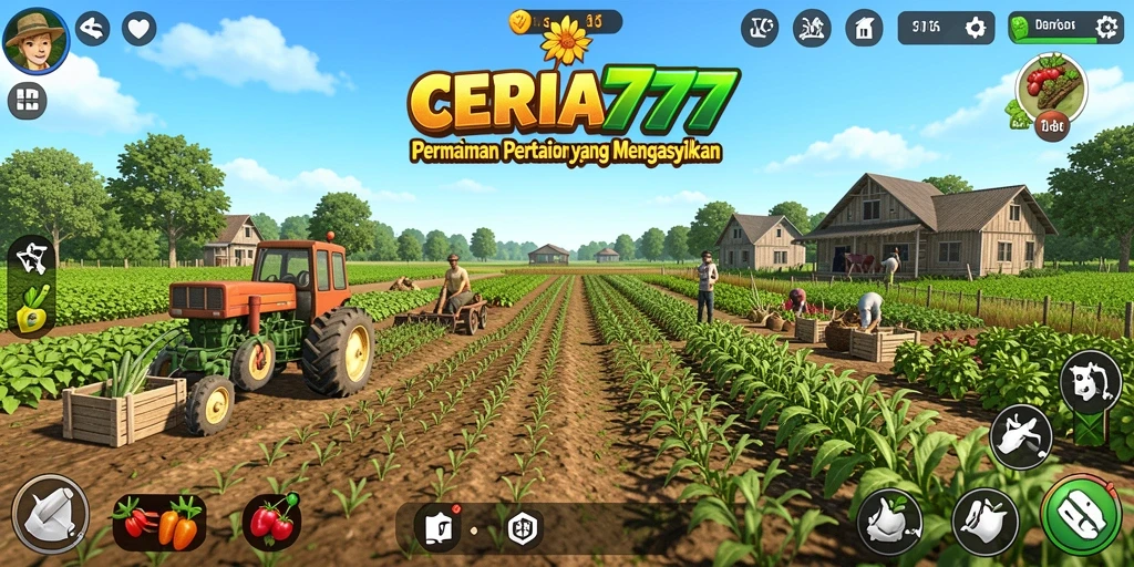 Tampilan menarik gameplay CERIA777 dengan berbagai aktivitas pertanian.