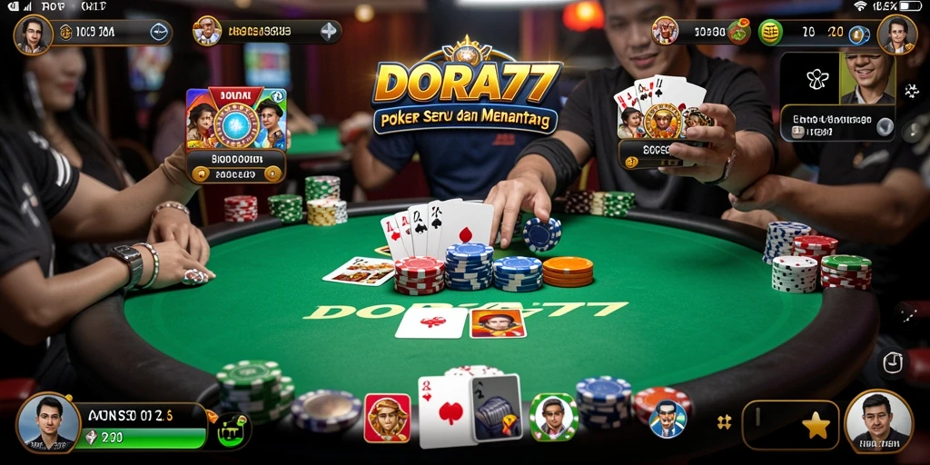 Screenshot DORA77 menampilkan aksi seru dalam permainan Poker.