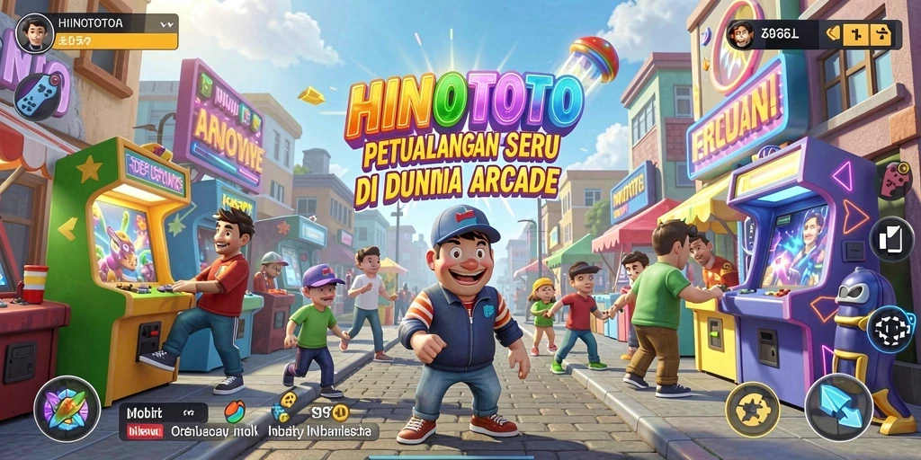 Tampilan gameplay HINOTOTO yang memukau dengan karakter dan level yang berwarna-warni.