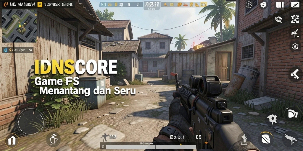 Tangkapan layar gameplay IDNSCORE yang menunjukkan pertempuran intens di medan perang.