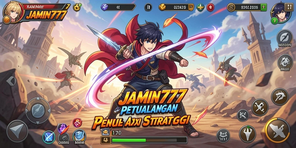 Screenshot utama JAMIN777 menampilkan aksi seru dan karakter Anime yang dinamis.