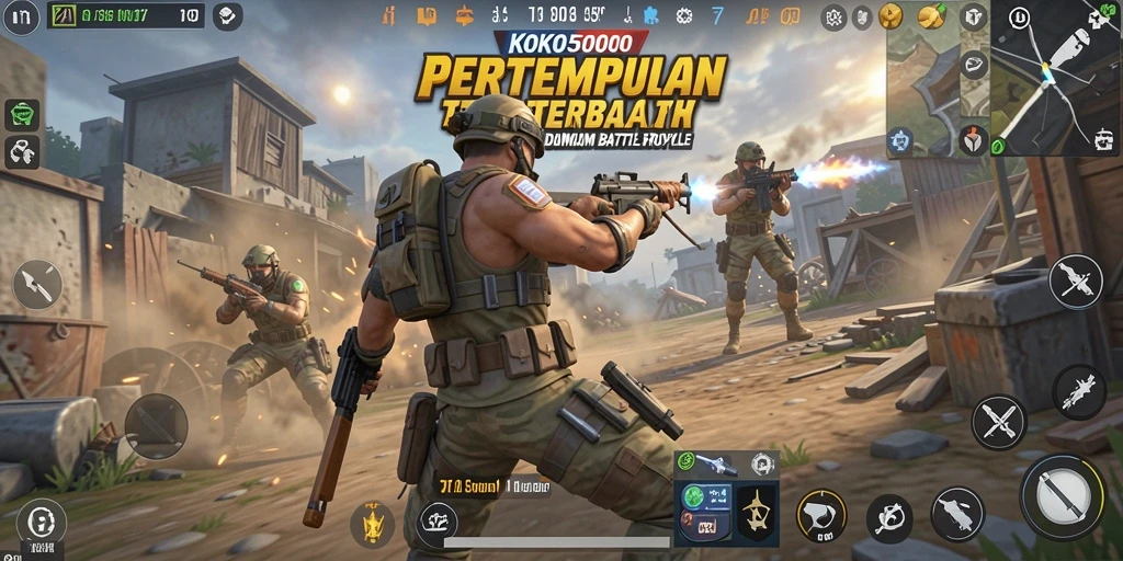 Screenshot gameplay KOKO5000 menampilkan aksi pertempuran yang mendebarkan.
