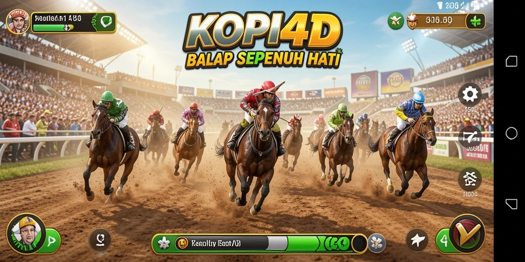 Screenshot gameplay KOPI4D menampilkan aksi balap yang mendebarkan.