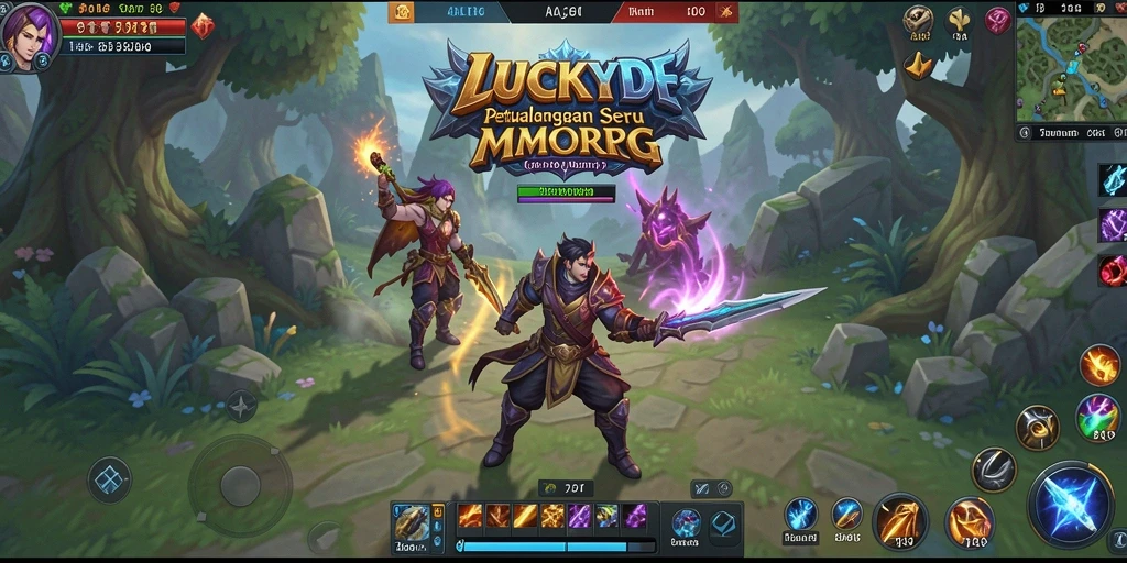 Gameplay seru di dunia <strong>LUCKYDF</strong> dengan berbagai monster dan quest.