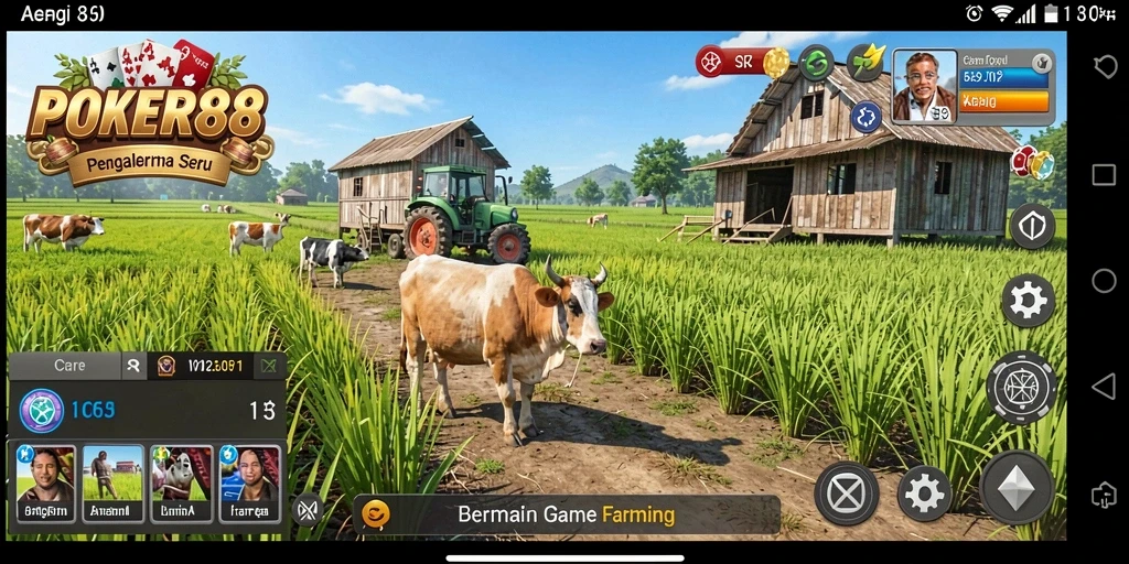 Screenshot POKER88 menampilkan aktivitas bertani yang menarik.