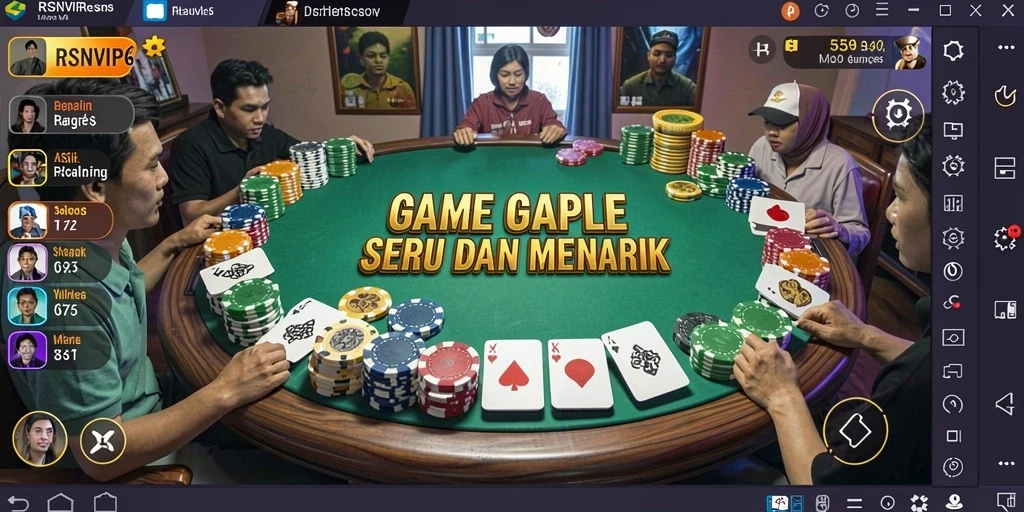 Tampilan gameplay RSNVIP6 yang menarik dengan kartu Gaple.