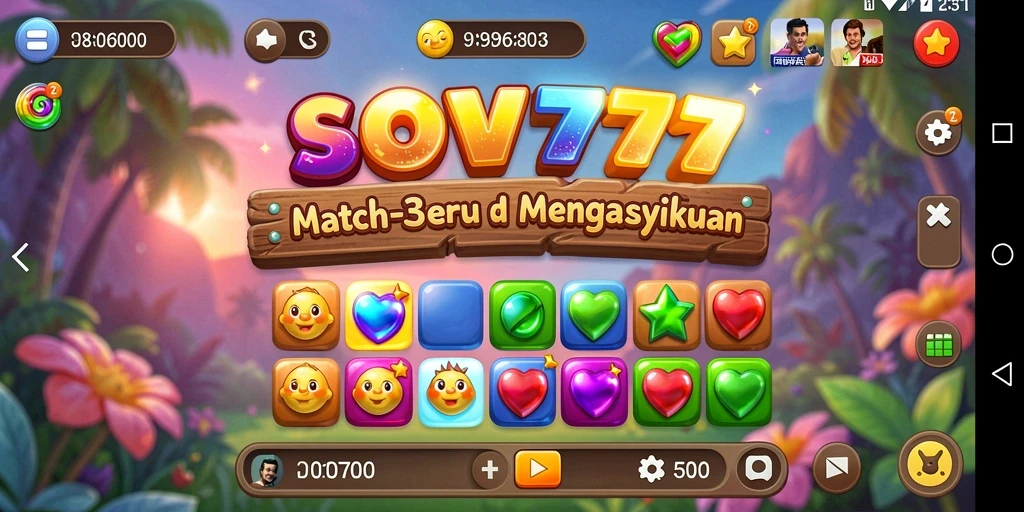 Tampilan gameplay SOV777 dengan grafis warna-warni yang menarik.