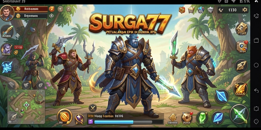 Screenshot SURGA77 menampilkan aksi pertempuran yang dramatis dalam permainan RPG.