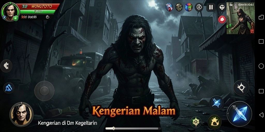 Tampilan gameplay menegangkan WONGTOTO dengan suasana kelam.